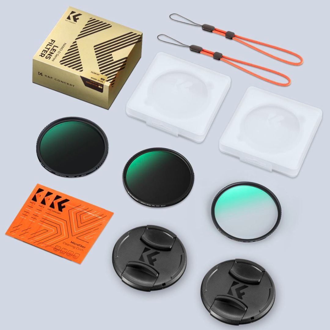 K&F Concept 82mm CPL + MCUV + ND1000 + Lens Cap Polarizator ND filter KIT Nano-Dazzle Series SKU.2275V1 - 6